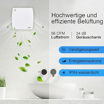 Bathroom Fan 100 mm with Overflow and Backflow Flap Bathroom Extractor Fan