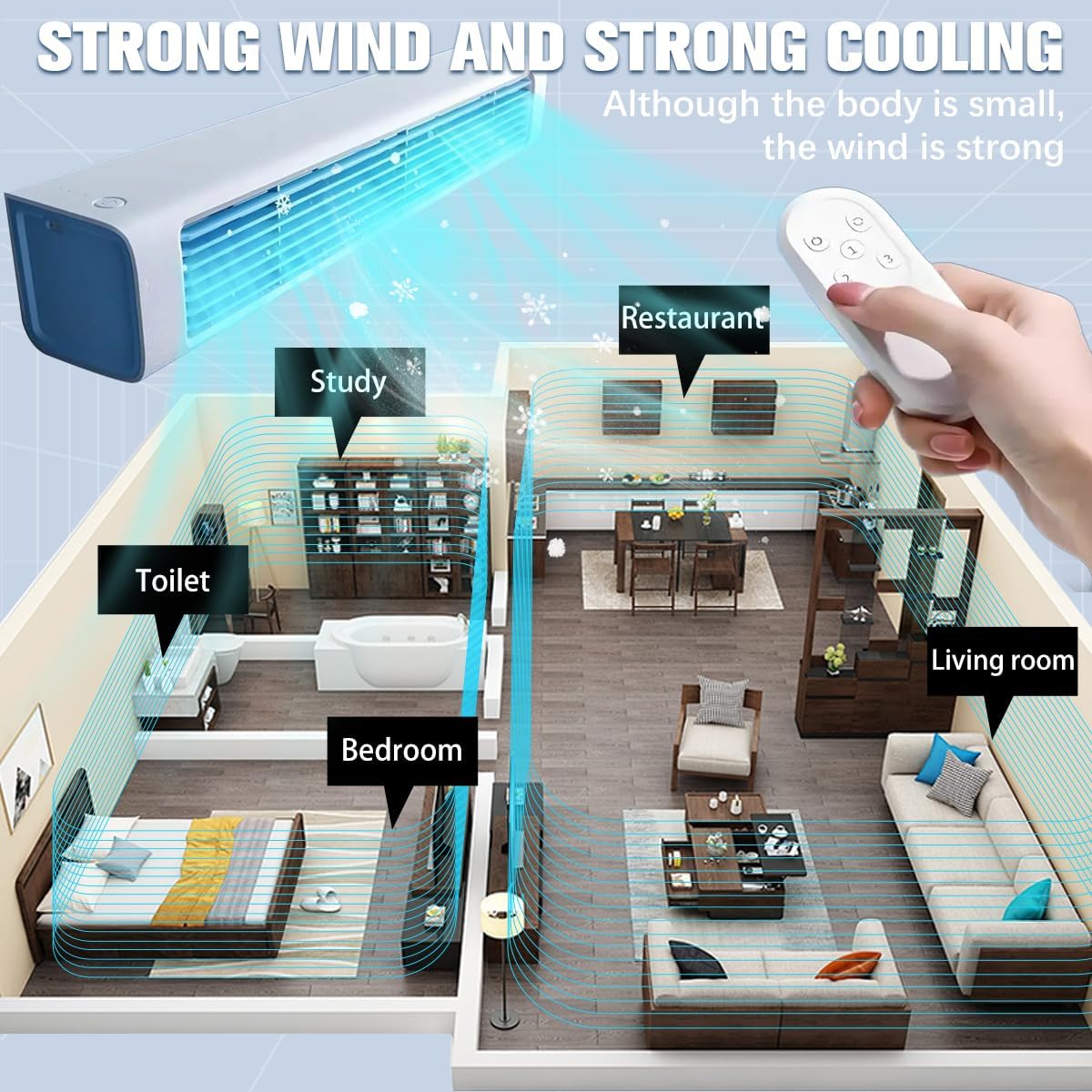 Breezamax, Ventilador de Aire Acondicionado Enfriador de Aire, pequeño y Compacto Ultra silencioso energética eficiente, Alto Viento de enfriamiento montado en la Pared