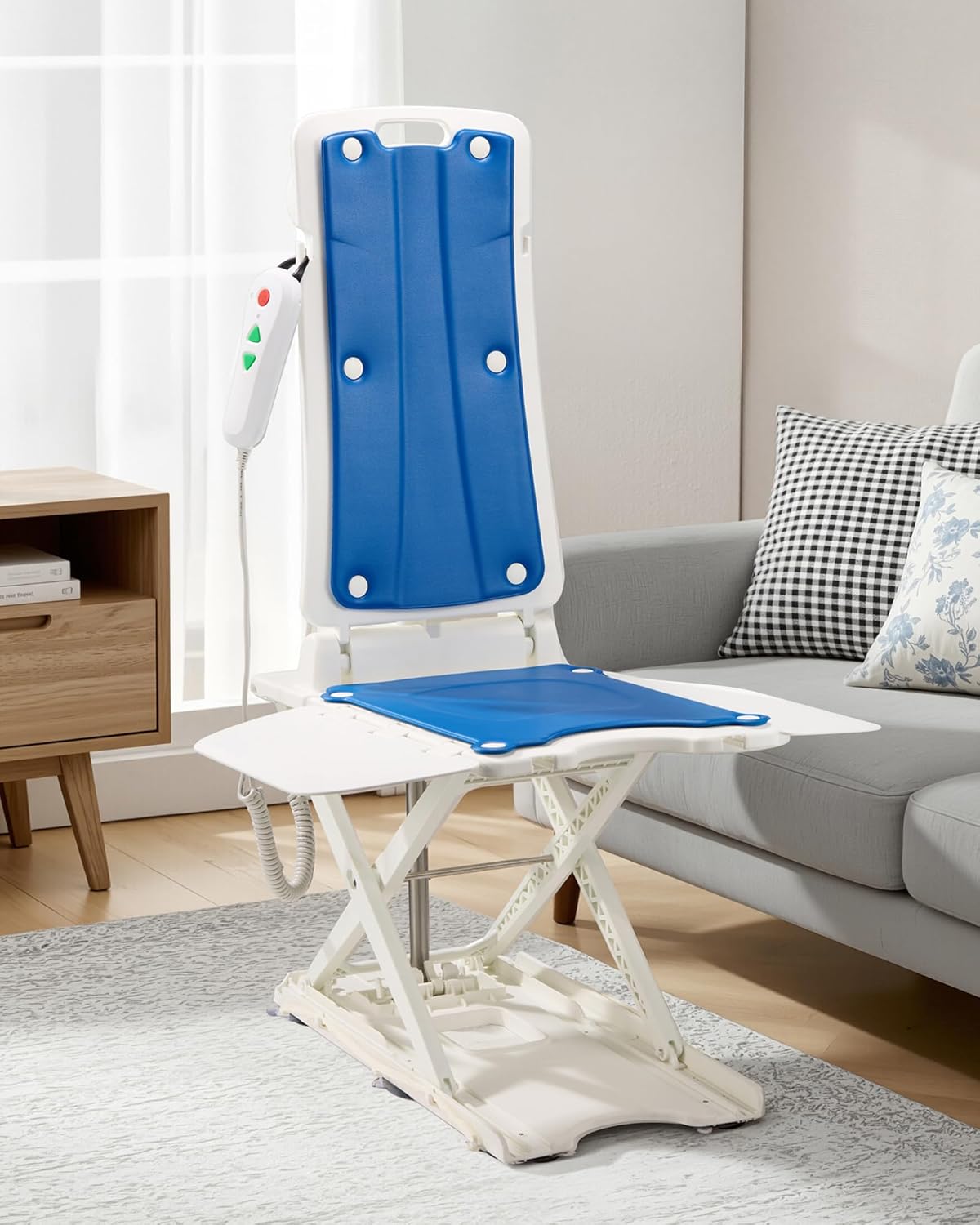 Juswell AL1001BW Upgraded 2026 Electric Chair Lift for Seniors - Waterproof Shower Chair, 308 lbs, 19.7" Lift, Foldable Floor Recovery Aid