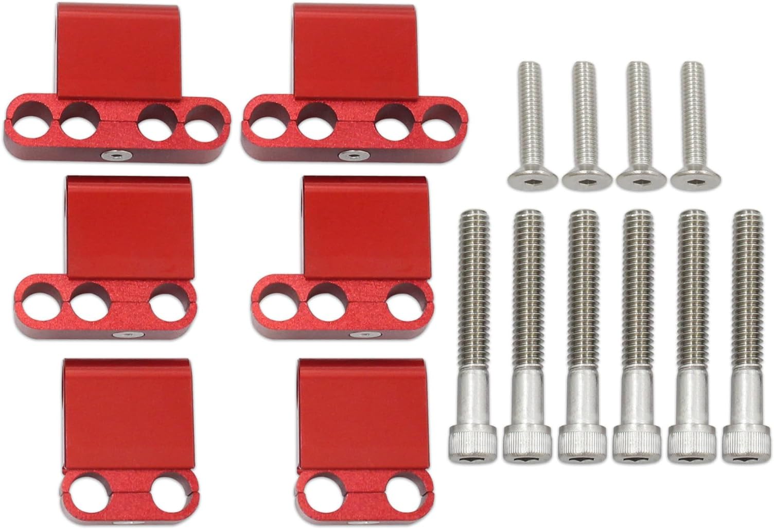 - 42502 Engine Spark Plug Wire Separator Divider Kit & 6pcs Spark Plug Wire Divider Aluminum Kit & Plug Wire Divider Looms Ignition Wire Separators Holders 7-8mm (Red)
