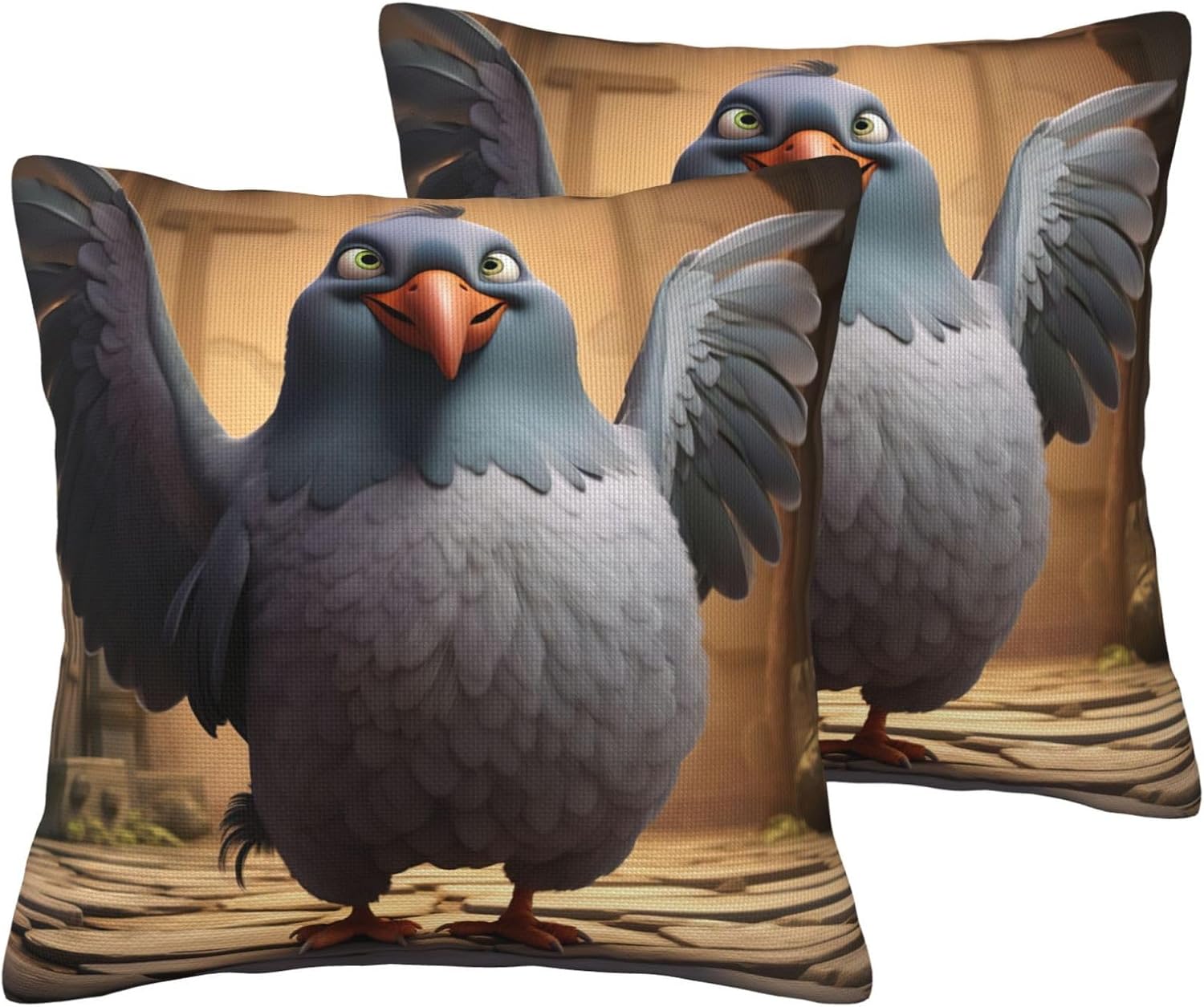 Cartoon Pigeon 1 Imitation Linen Pillowcase -2 Sets, Fashionable Home Decoration, Used for Sofas, Gardens, beds