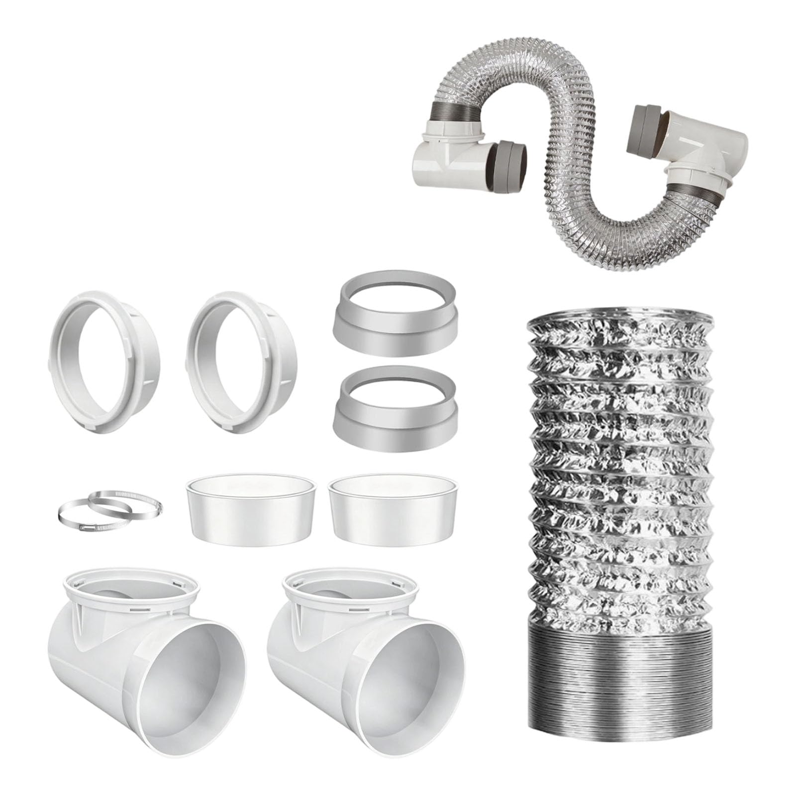 Msioytog Of Dryer Exhaust Ventilation Includes Flexible Aluminum Foil and Pipes with Silicone Seals Dryer Vent Seal
