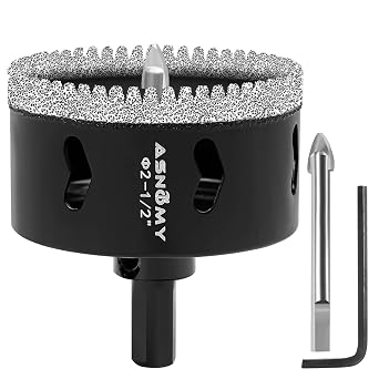 2-1/2" Diamond Hole Saw with Pilot Drill Bit,Tile Hole Saw for Ceramic | 2-1/2" Serrated Brazing Diamond Core Drill Bits with Guiding Bit for Porcelain Tile Glass Stone Granite Marble
