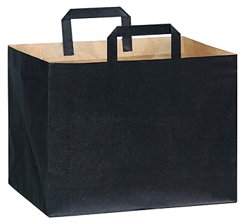PacknWood 210CABTRN Black Large & Wide Bag,Large Black Gift Bag,Heavy Duty Craft Bags,Large Graduation Gift Bags,12.60 x 8.66 x 9.45