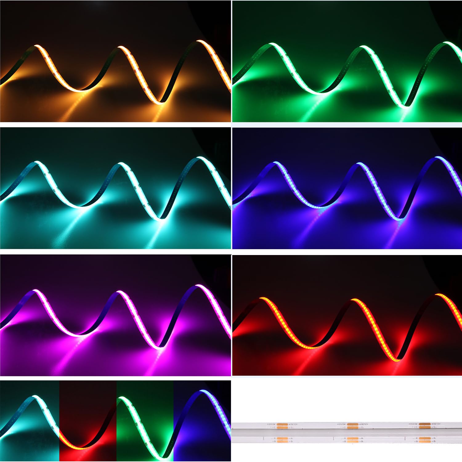 Boarda COB LED Strip RGB,24V RGB cob led Strip CRI90+ FCOB Flexible LED Tape,5m 840 LEDs/m Strip Light for Cabinet,Kitchen DIY Lighting Project (840 LEDs/M)
