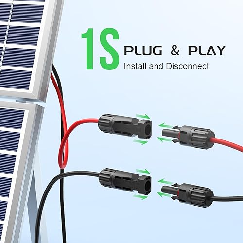 Miniatura 7 de Bateria Power Conectores solares de 30 A, cable de rama en Y, adaptador paralelo de cable solar en par para panel solar (1 MFF+1 FMM)..