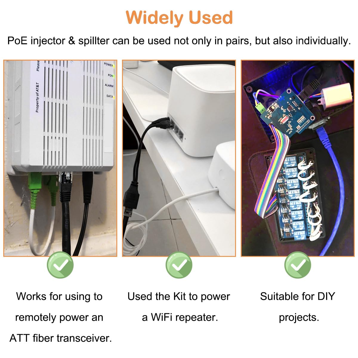 PoE Splitter 12V RJ45 per iniettore PoE Ethernet passivo RJ45 Adattatore Power Over Ethernet per telecamera di sicurezza IP con spina CC 5,5x2,1 mm, 4 paio