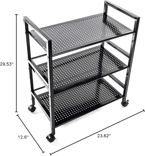 Miniatura 8 de Trlec Widen - Carrito de almacenamiento multifuncional de 3 niveles, fácil de instalar, color negro