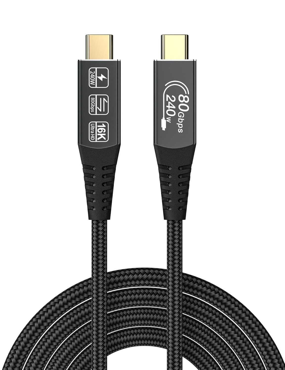 CAKOBLE Thunderbolt 5 kabel 3 m, 80 Gb/s, transmisja wideo 16K/ 8K, 240 W, kabel do ładowania USB 5, kompatybilny z Thunderbolt 4, Thunderbolt 3 USB 4 do koncentratora, stacji dokującej, M3, SSD,