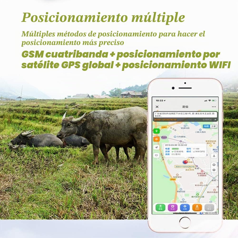 GPS Tracker para Ganado Vacuno Y Ovino, Carga Solar Automática, Diseño A Prueba De Agua,Dispositivo Antirrobo Dedicado Ranch,Negro