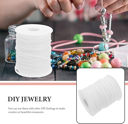 Miniatura 9 de EXCEART Cuerda de goma natural de núcleo sólido tubo hueco de goma para joyería 1 rollo color blanco