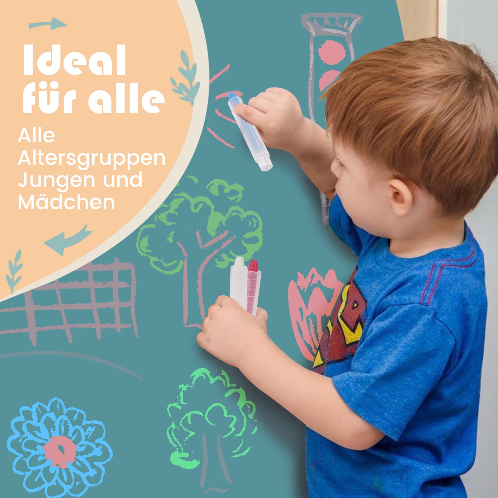 Magnettafel Kinder Selbstklebend, Magnetwand Kinderzimmer 80×100 cm Bogen（Türkis）