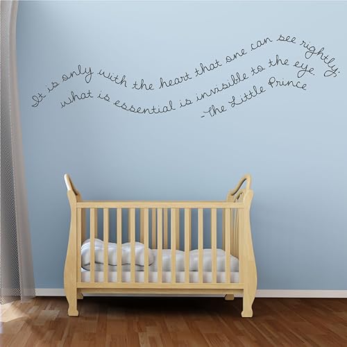 Miniatura 2 de Calcomanía de pared para cuarto de bebé, con texto en inglés "IT Is Only With The Heart", decoración de pared de vinilo con el principito para