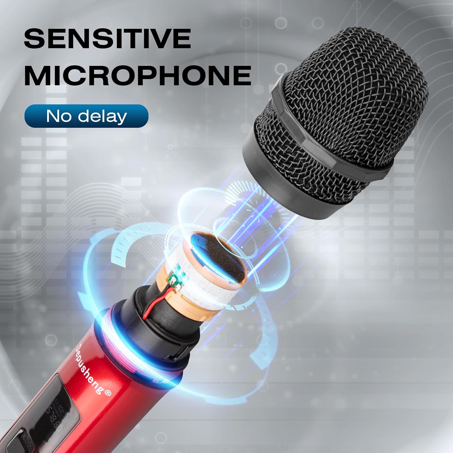 Depusheng Wireless Microphone, Professional 4 Channels Karaoke Handheld System for Home Karaoke, Meeting, Party, Church, DJ, Wedding, Home KTV Set - Image 6