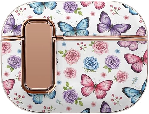 Headphone Cover Compatible with Airpods Pro 2 Case Butterfly, Plastic, with Lock, Shockproof Protective