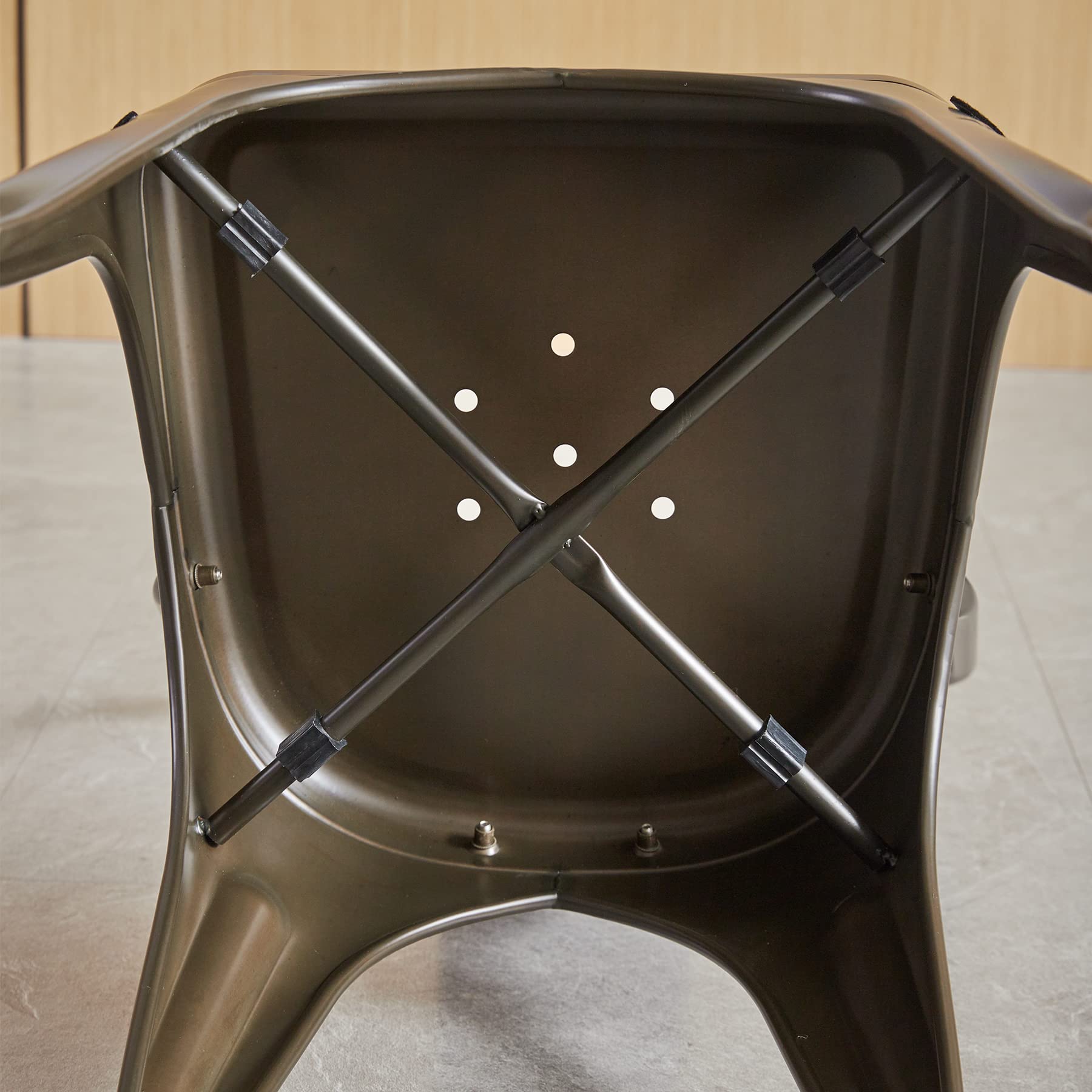 BenyLed Set di 8 Sedie da Pranzo in Metallo Impilabili in Stile Industriale, Stile Vintage, Adatto per Interni ed Esterni, Sedia da Giardino (Bronzo)