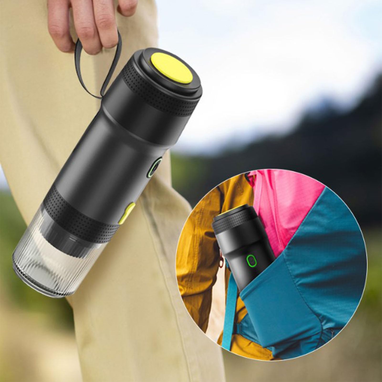 Yunir Macchina per caffè Espresso Elettrica Portatile, Caffettiera da Viaggio con Riscaldamento Rapido Senza Fili per Campeggio, Caffettiera per Auto per Escursionismo,
