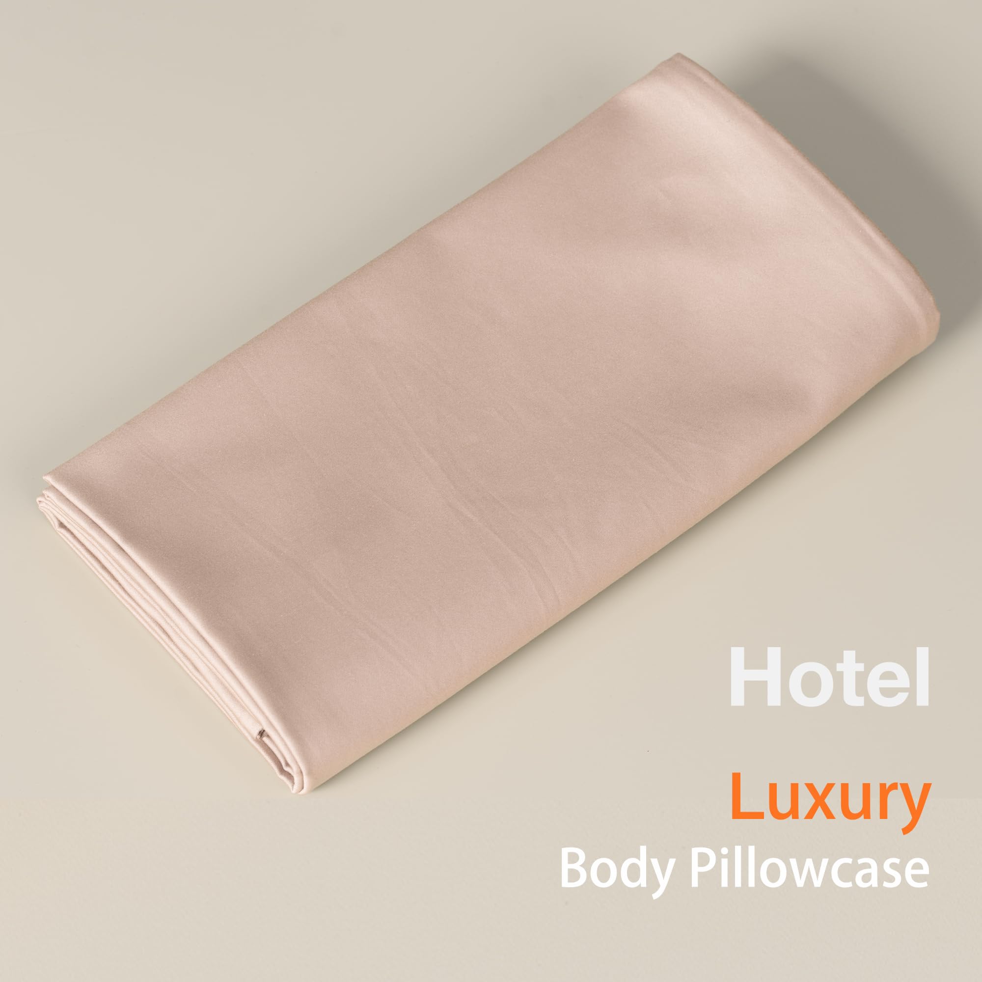 Funda de almohada de cuerpo suave de alta calidad, 100 % algodón, 600 hilos, funda de almohada suave de hotel, funda de almohada larga de algodón transpirable, 21 x 48 pulgadas, color champán