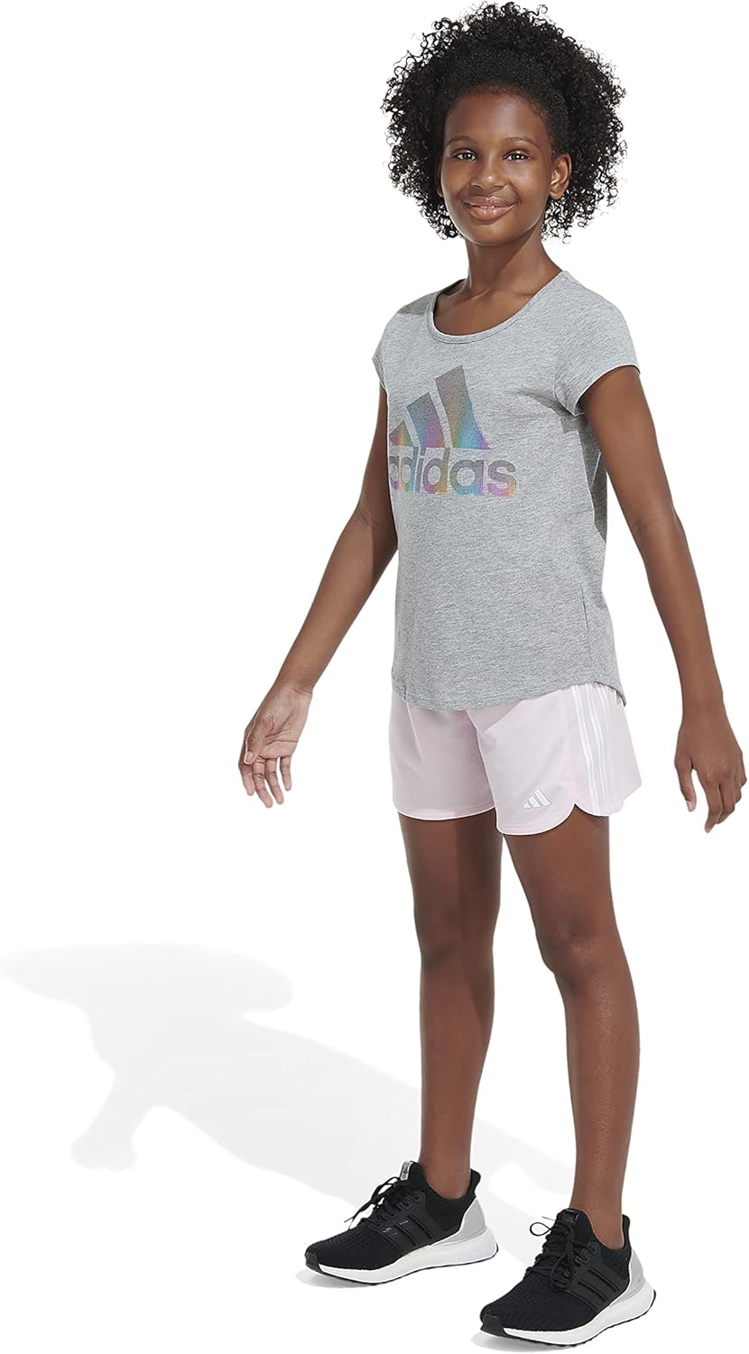 Adidas Girls Aeroready® 3s Pacer Mesh Gym Running Shorts - Image 4