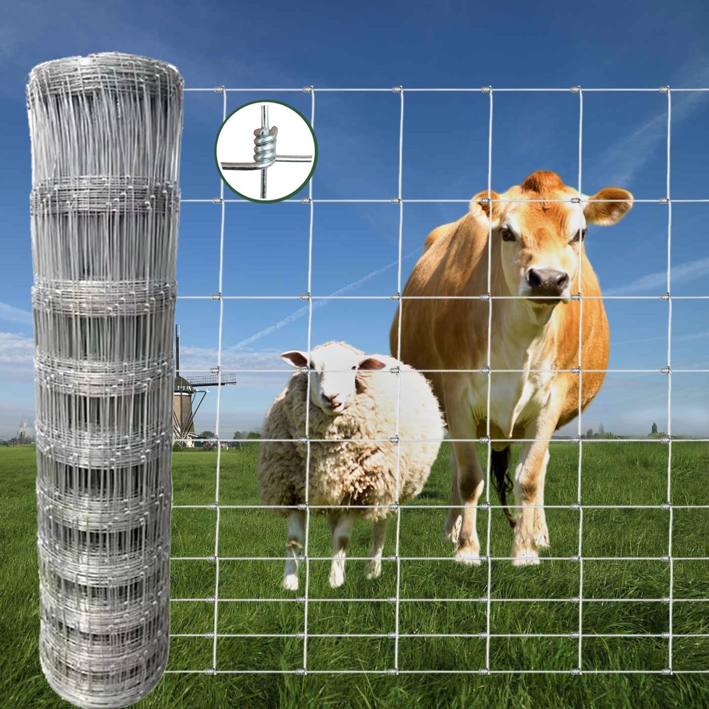 Farm Fence,4ft x 164ft Galvanized Wire Fence,Deer Fence,Livestock Fence,Heavy Zinc Coating Cattle Fence Used to Hog,Cow,Sheep,Goat Fencing for Yard