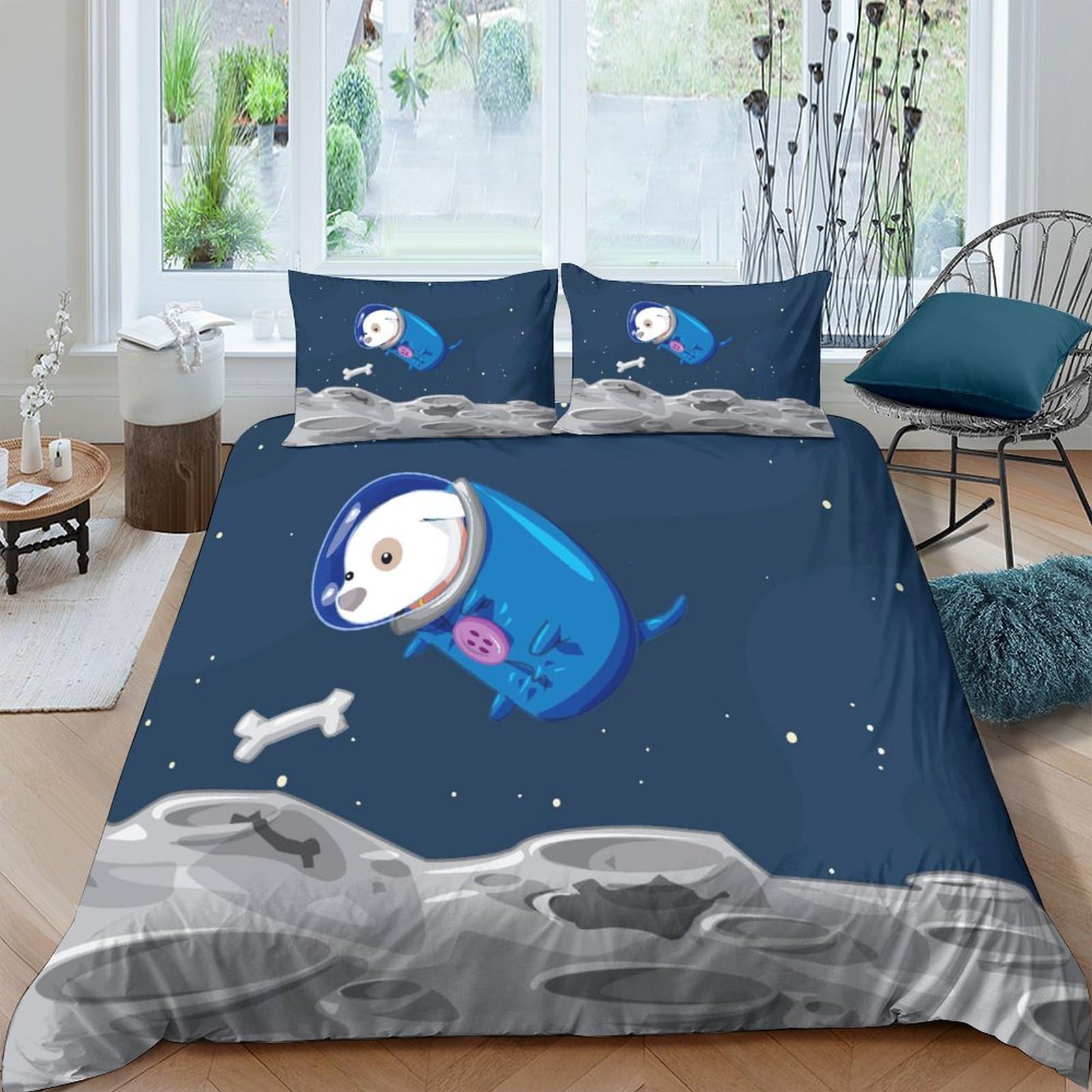 Housse de couette chiot de l'espace microfibre premium parure de lit finitions zippées