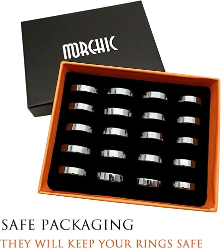 Miniatura 2 de Morchic - Anillos unisex de piedras de hematita, para equilibrar ansiedad, chakra raíz, (paquete de tamaños mixtos)