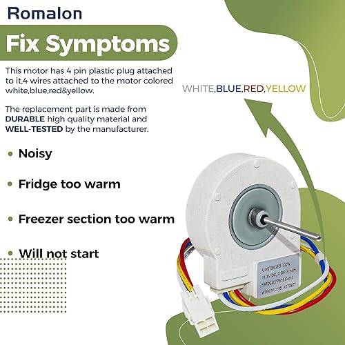 Miniatura 5 de Romalon WR60X10209 Pieza de repuesto del motor del ventilador del condensador del refrigerador apto para refrigeradores G-E de punto caliente que