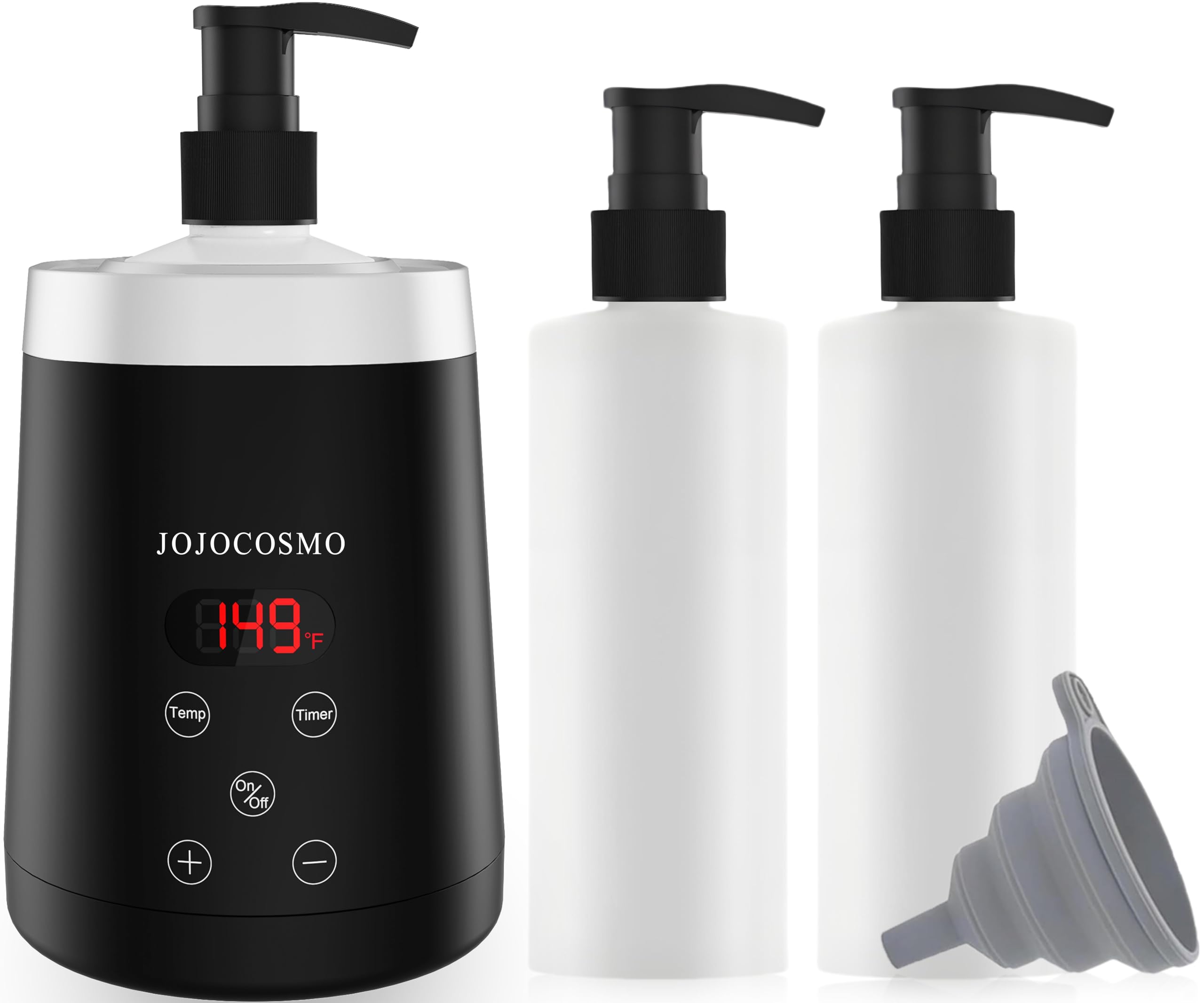 Massageöl Wärmer, Öl Erwärmer mit zwei Ölflaschenspender, 0-65°C, Lotion Flaschenwärmer, Schwarz