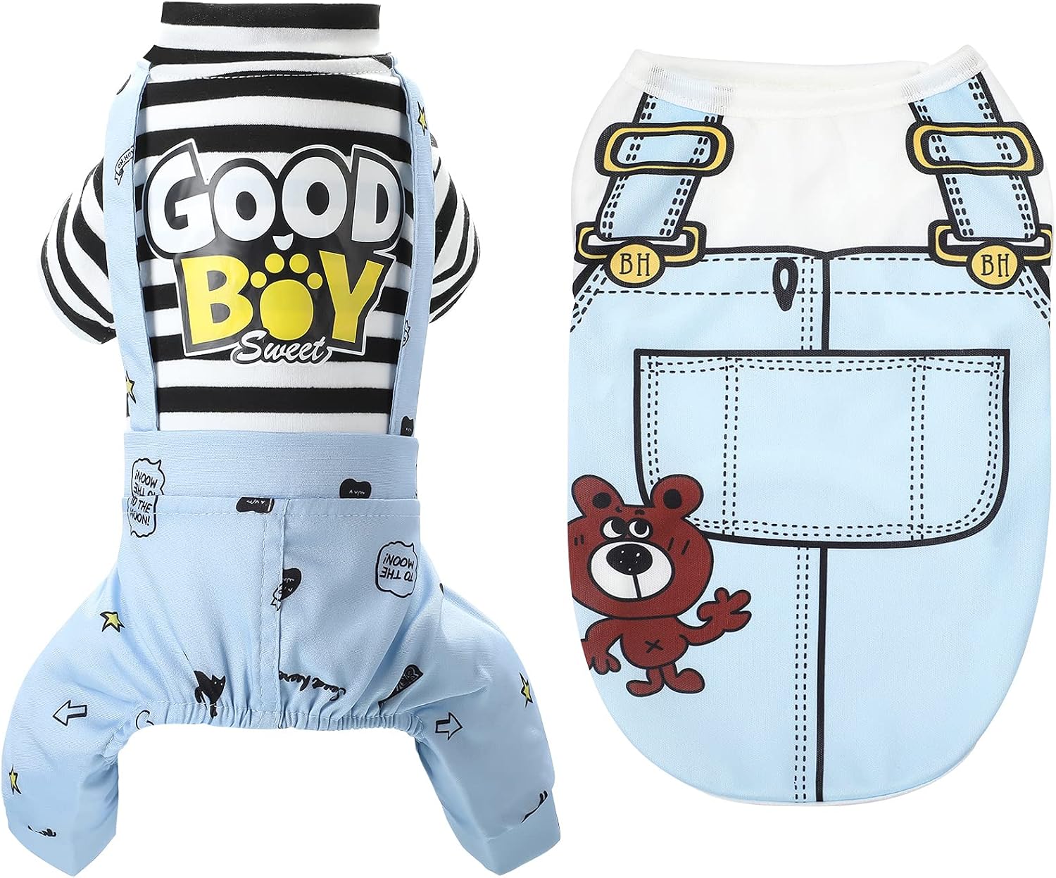 2 Pieces Dog Jumpsuit Striped Soft Puppy Pajamas Dog Shirts Printed Puppy Shirts for Pet Clothes Outfits Dog Jumpers Small Medium Large…