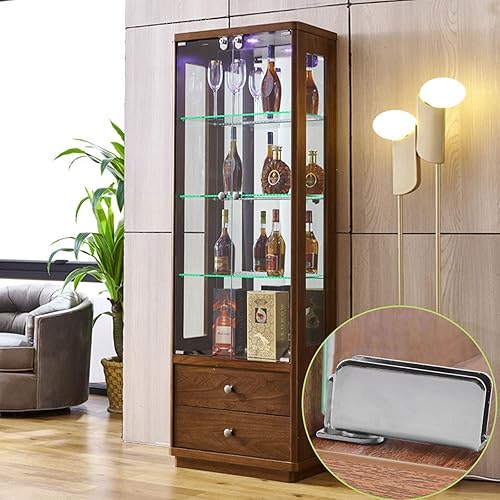 Miniatura 5 de UFURMATE Bisagra de puerta de cristal, 2 pares de bisagras de pivote de puerta de vidrio montadas en el lado de acero, sin marco, abrazadera