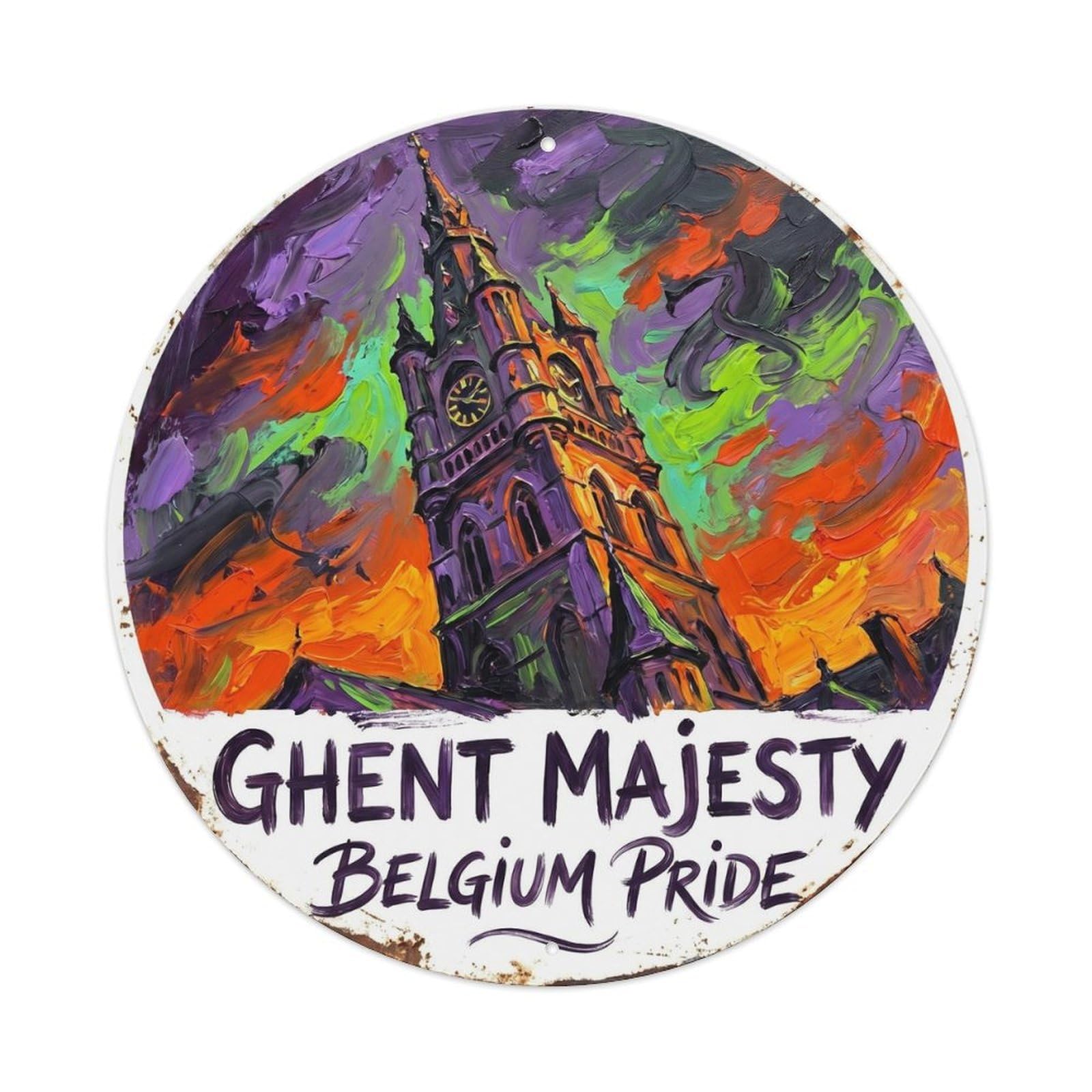 Vintage Travel Tower Belgium Heritage 3033 Metal Tin Sign