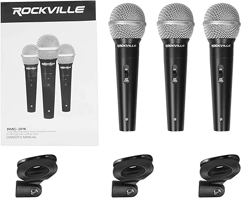 Miniatura 7 de Rockville RMC-3PK - Paquete de 3 micrófonos dinámicos, unidireccionales, construcción de metal, XLR, sonido claro, bajo ruido de fondo, funda