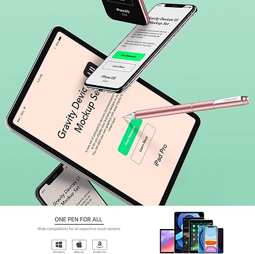 Miniatura 10 de Penyeah Bolígrafos retráctiles con punta de lápiz capacitivo (paquete de 3), lápiz capacitivo de metal para pantalla táctil, tableta Android,