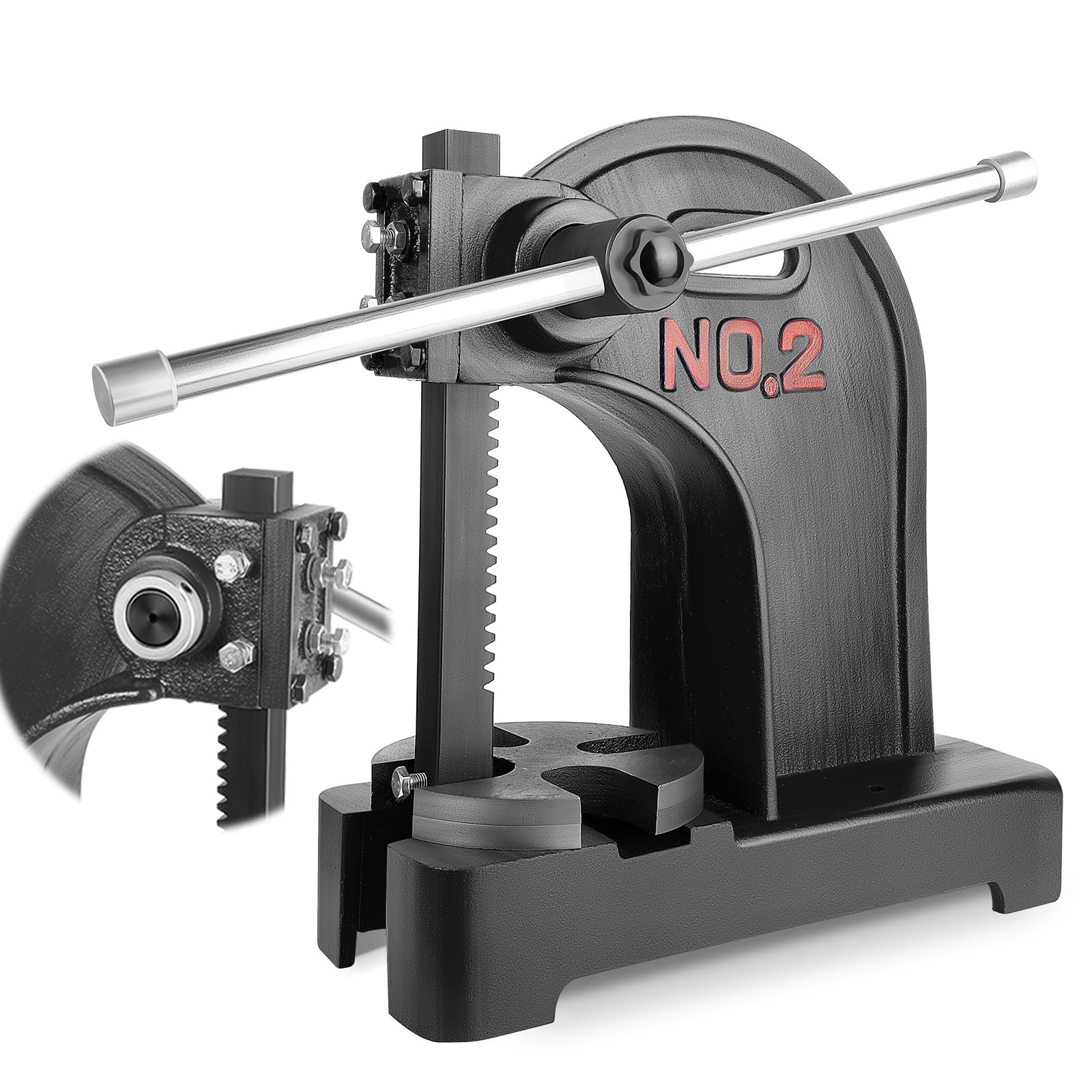 Manual Arbor Press, 2 Ton Manual Arbor Press, 8.5" Maximum Height, 57 lbs Weight Cast Iron Heavy-duty Manual Desktop Arbor Press, Precision Hand Press