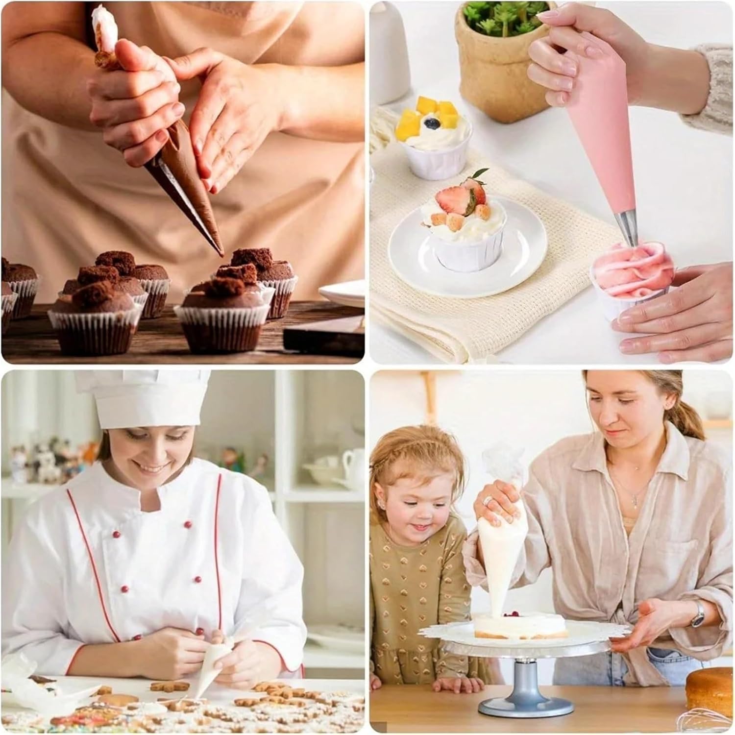 Disposable Piping Bags 300pcs 12/16/18 Inch Piping Bags, Disposable Pastry Anti Burst Icing for Cream Frosting Cakes and Cookies Decoration(12inch)