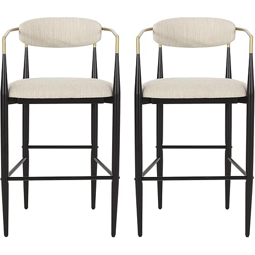 Elmore 30 Inch Barstools - Beige/Black/Gold (Set of 2)