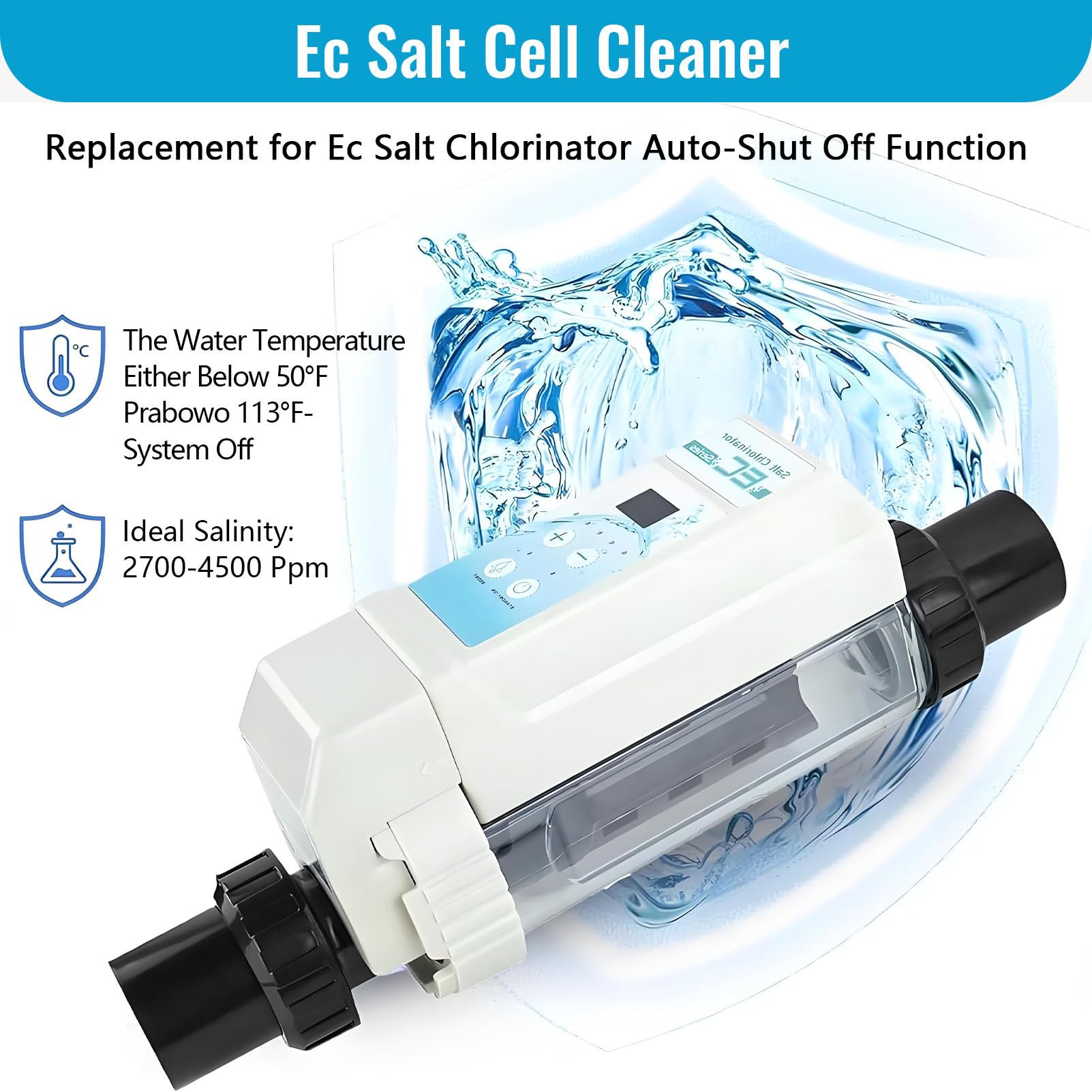 Clorador De Agua Salada, Limpieza AutomáTica De Generador De Cloro De Piscina De Agua Salada, con Control Inteligente, para SPA Piscina. EC12