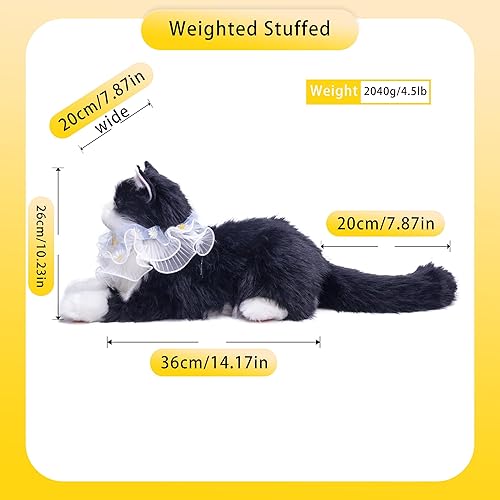 Miniatura 7 de Chongker Animales de peluche con peso, animal de peluche realista suave y tierno con detalles realistas para niños y amantes de los gatos, peso de