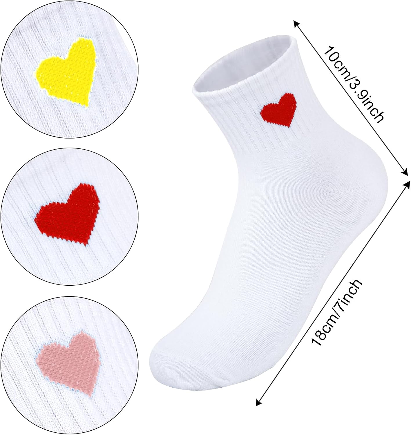 choyaxo 3Pairs Valentine Heart Ankle Socks Cute Soft Novelty Crew Socks for Women Girls - Image 4