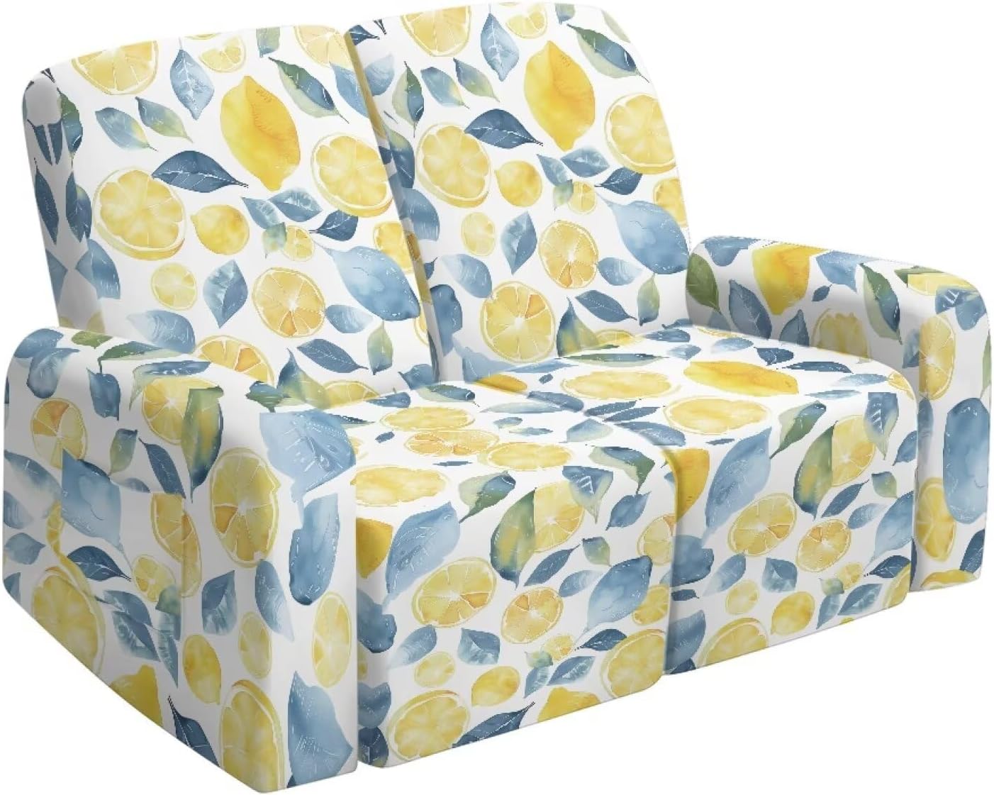 6 Piece Lemon Stretch Reclining Loveseat with Pockets Slipcover, 2 Seater Loveseat Recliner Cover, Recliner Couch Sofa Covers, Furniture Protector Cover for Pet Kid