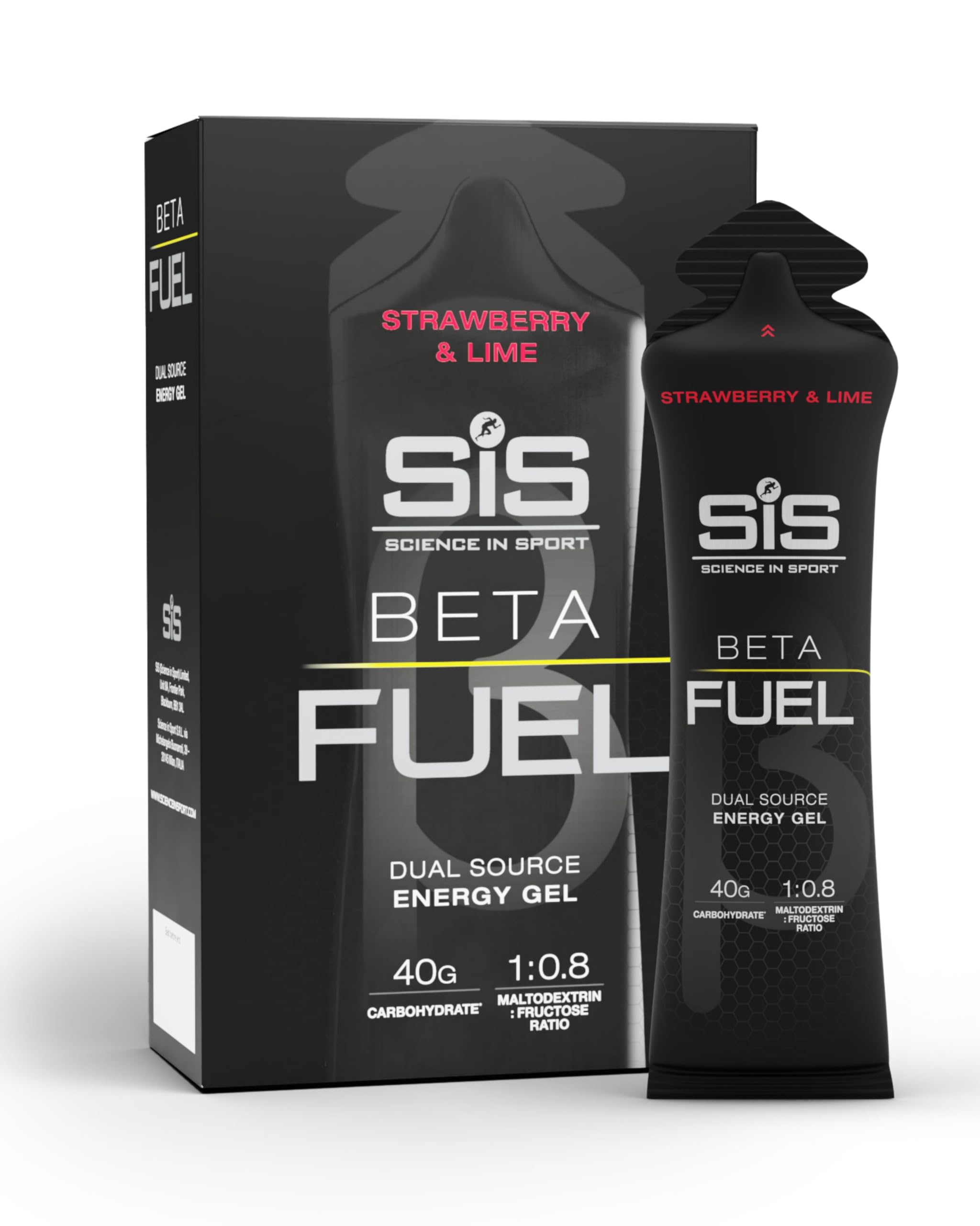 Science in Sport BETA Fuel Dual Source Gel 6 x 60ml Erdbeere Limette - Energiereiches Kohlenhydrate Gel mit 40g Kohlenhydrate - Leicht verdauliches Energy Gel für optimale Leistung