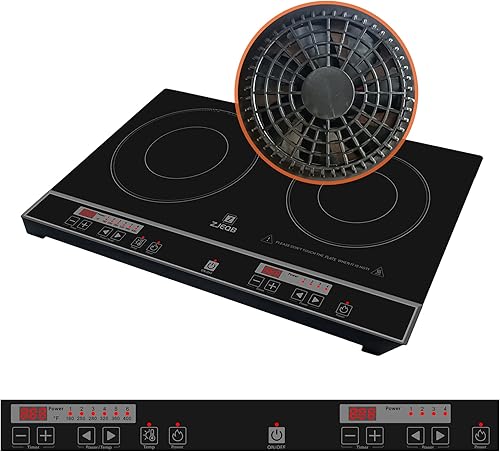 Miniatura 2 de ZJEQB Cocina eléctrica de 2 quemadores, cocina portátil de doble inducción con pequeña estufa de inducción, paneles duraderos fáciles de limpiar,