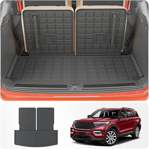 alfombra de carga para maletero, protector de cubierta de asiento trasero de elastómero termoplástico (alfombra de maletero + alfombra de respaldo)