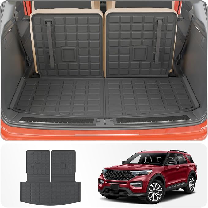 Cargo Mat with 3rd Row Backrest Mat for 2020-2026 Ford Explorer