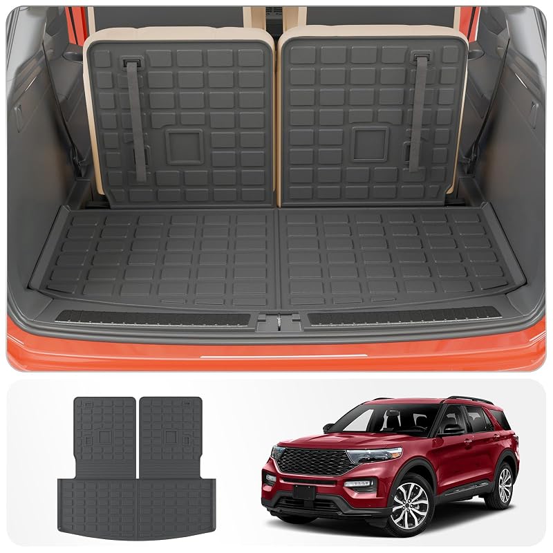 Forro de porta-malas com proteção para encosto da 3ª fileira Thinzyou para Ford Explorer 2020–2026, 6 e 7 lugares