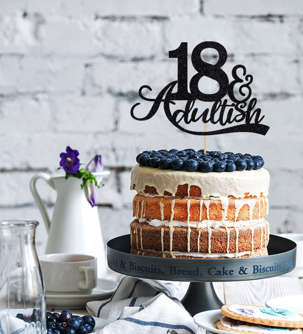 Amazon.com: BIABISD 18 and Adultish cake topper for Boys Girls 18th Birthday  Decorations 18th cake Decorations (Black) : Grocery & Gourmet Food