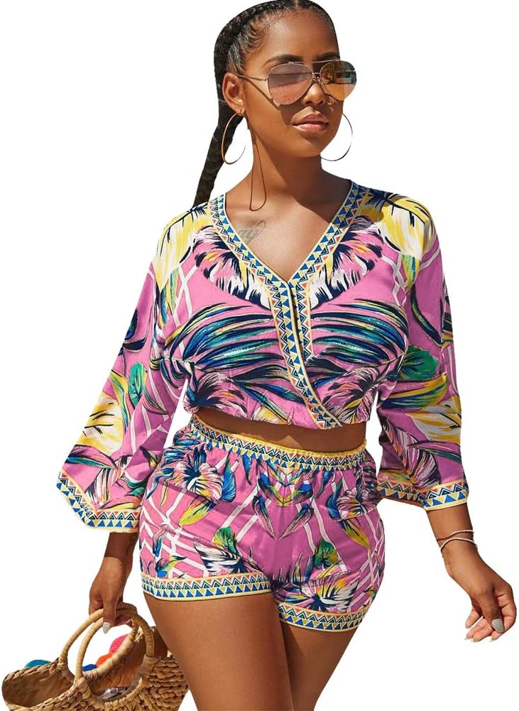 Boho Floral Print Piece Crop Top and Shorts Set Nigeria Ubuy