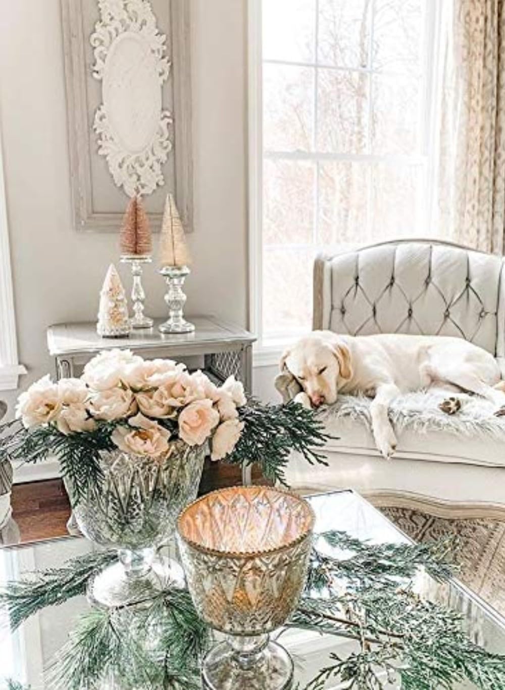 Serene Spaces Living 7" Antique Silver Glass Coupe Vase – Handmade, Vintage –Inspired Silver Vase Adds Elegance to Any Space, Use for Home Décor, Event Centerpieces and Much More, (Pack of 1)