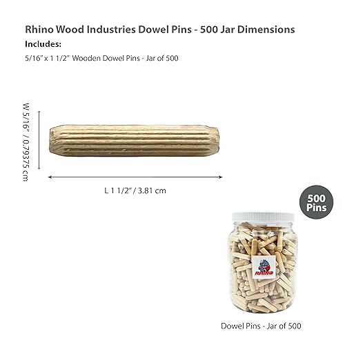 Vista 182 de 1/4" x 1" - Paquete de 500 pasadores de madera - Secados al horno, estriados y biselados (1/4" x 1", 500 unidades)