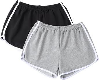 2 Pack Women's Cotton Short Gym Running Sport Shorts Summer Comfy Lounge Athletic Yoga Jogging Short Pants Elastic Waist